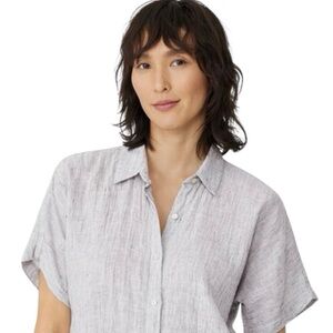 Eileen Fisher Striped Organic Linen Crinkle Shirtdress